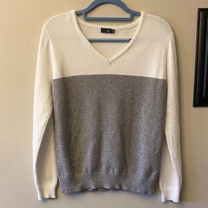 Ampersand Two-Tone V-Neck Sweater